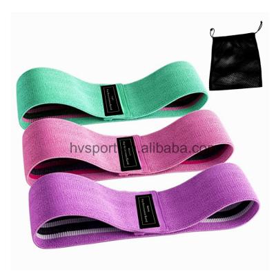 China Custom Elastic Fitness Logo 3pcs Cotton Fabric Exercise Hip Resistance Band for sale