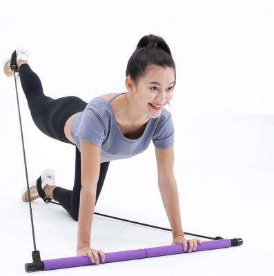 China Hot Selling Portable Pilates Pilates Bar Yoga Exercise Bar, Foot Loop Toning Nylon Bar Loop Pilates Stick Kit for sale