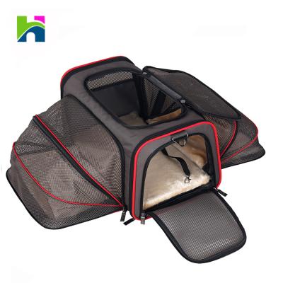 China Durable Soft Sided Pet Folding Travel Carrier Expandable Pet Carrier for sale