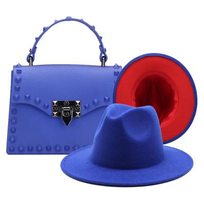 China Fashion PVC Handbags Women Handbags Ladies Shoulder Purses and Designer Felt Hats Handbags Set For Women for sale