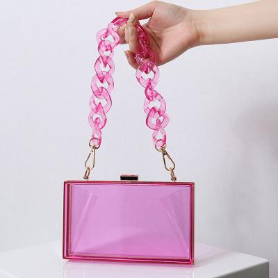 China Cute Transparent Handbags and Purses Women High Quality Acrylic Clear Purse Women's Purses See Through Even Clutch Tote Ladies Handbags with Chain for sale