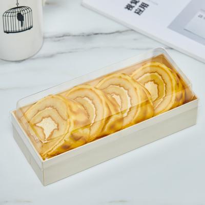 China Eco - Friendly Transparent Plastic Cover Bread Paper Box Dessert Leakproof Paper Packaging Boxes for sale