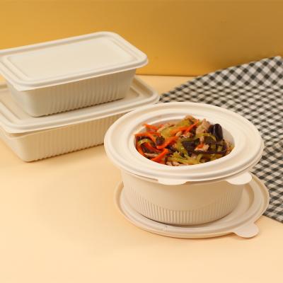 China Stocked Free Sample 550ml Round Bagasse Pulp Lunch Box Restaurant Disposable Leak Proof Bowl for sale