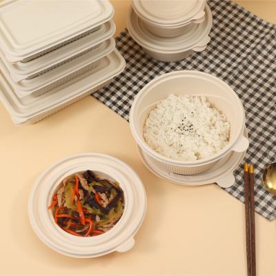 China Minimalist Custom Logo Bagasse Food Container Paper Pulp Disposable Disposable Bento Bowl Biodegradable Dishes for sale