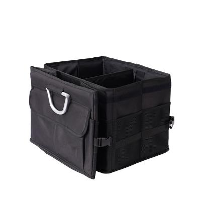 China Brief & Simple Color Collapsible Leather Universal Storage Box With Foldable Compartments Car Trunk Organizer for sale