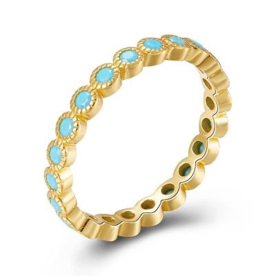 China Wholesale Luna 925 Sterling Silver Cheap Luxury FASHIONABLE Pave Turquoise Women Male Ring for sale