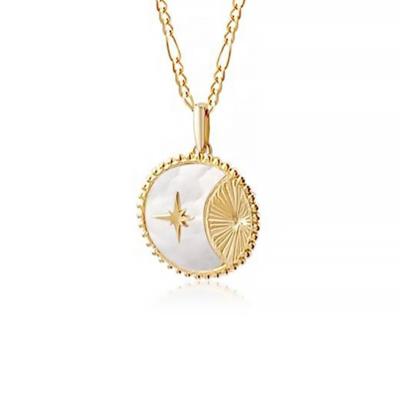 China Fashionable Luna Wholesale 925 Sterling Silver Solar Star Mother of Pearl Pendent Necklace for sale