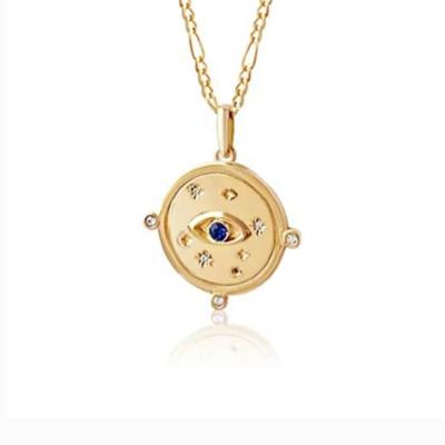 China Fashionable Wholesale Luna Star 925 Sterling Silver Evil Eye Sapphire Pendent Necklace for sale