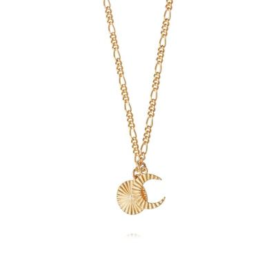 China Trendy Romantic Luna 925 Sterling Silver Gold Plated Crescent Moon Sun Pendant Necklace for sale