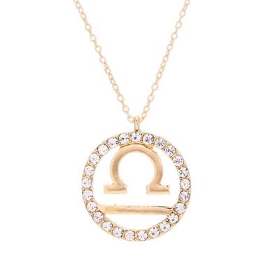 China Luna Cute Fancy Elegant Diamond Necklace Stainless Steel Zodiac Pendant Necklace for sale