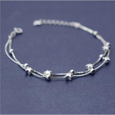 China High quality new arrival hot sale wholesale 925 silver double star bracelet women for sale