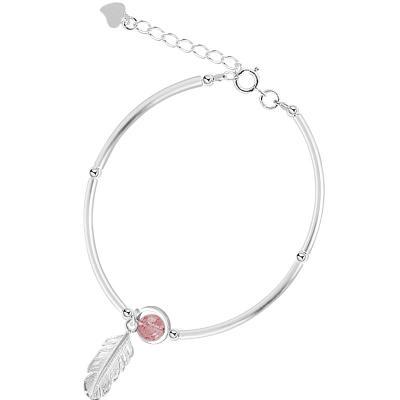 China High Quality Trend Strawberry Crystal Feather Bracelet For Women 925 Fashion Jewelry Silver Charm Bracelet New for sale