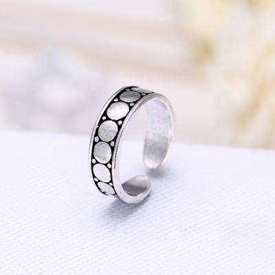 China Vintage Retro Silver Jewelry Round Individuality Rings For Monen Resizable Ring for sale