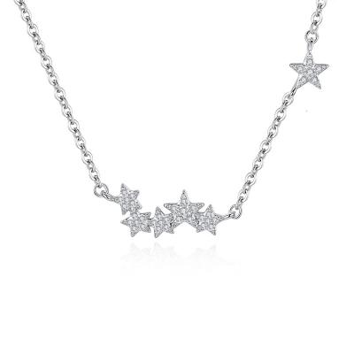 China Fashion Cute Hot Sale Jewelry White Zircon Necklaces Women Star 925 Sterling Necklace for sale