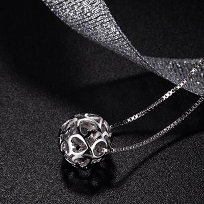 China The Office / Korean Career 2021 Shinny Sterling Silver Necklace Viball Pendant Necklace 925 Jewelry For Women for sale