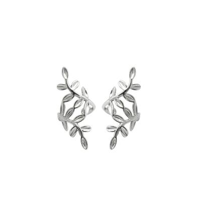 China Office/Career 925 Sterling Silver Leaves Clip On Earrings Ear Cuff For Women Girl Lady Without Piercing Earring Jewelry for sale