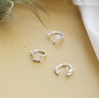 China Office/Career Earring New 925 Silver Women Star New Moon Ear Clip Earrings Romantic Fashion Jewelry for sale