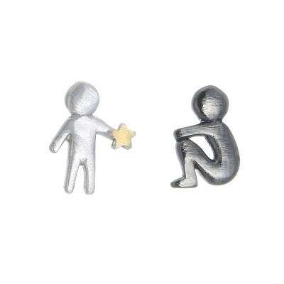 China Office / Career Wholesale 925 Silver Asymmetrical STAR Earrings For Women Fashion Jewelry Cute Small Stud Earrings for sale