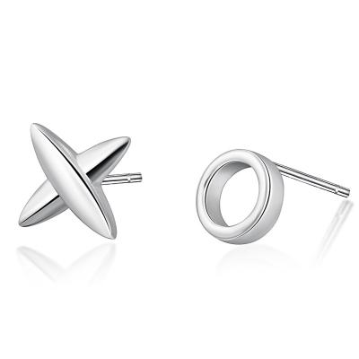 China TRENDY 925 Sterling Silver XO Letter Stud Earrings For Women Girls Fashion Sterling-silver-jewelry Stud Earrings for sale