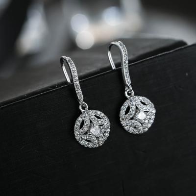 China Cute Fashion 925 Sterling Silver Round Zirconia Crystal Drop Earrings Tassel Earring Jewelry for sale