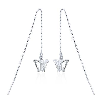 China Cute Long Butterfly Drop Earrings Silver Color 2021 Fashion Women Hanging Earrings Summer Jewelry Girls Party Gift for sale