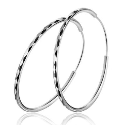 China Vintage factory wholesale 925 silver needle hoop earrings big big round circle hyperbole earrings hoop earrings for ladies jewelry for sale