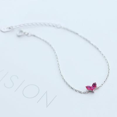 China New fashion jewelry high quality beautiful 925 sweet red silver heart simple personality bracelet women for sale