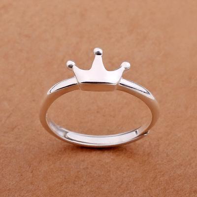 China Wholesale Vintage Hot Sale Silver Crown Ring Resizable Opening Rings For Women Jewelry 2021 for sale