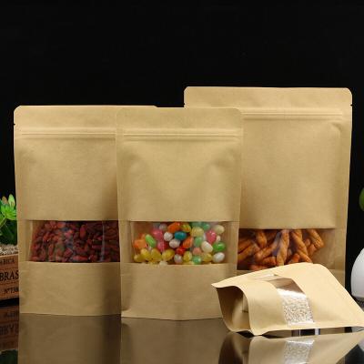 China Wholesale Cheap Recycled Brown Recyclable With Window Kraft Paper Zipper Bag for sale