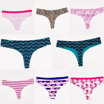 China HOT Sale Antibacterial Women Printing Sexy Thongs G-String Underwear Panties Briefs For Ladies T-back Low Rise Seamless One-Piece Panties for sale