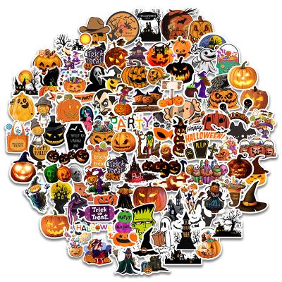 China Suitable for soft surfaces 100 Pcs Waterproof Halloween Holiday Cartoon Stickers Suitcase Mobile Phone Case Stationery Stickers for sale