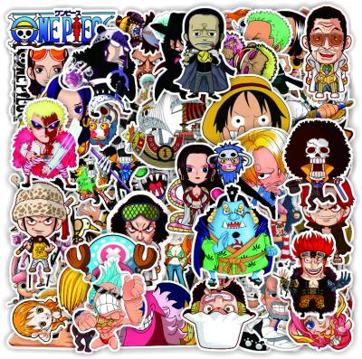 China Suitable for soft surfaces 61 Piece Cartoon One Piece Anime Waterproof Stickers Skateboard Helmet Ipad Luggage Computer Reusable Stickers for sale