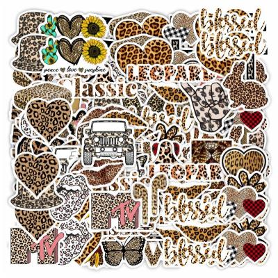 China Suitable for smooth surfaces 50 pcs leopard print cartoon sexy sticker for stationery skateboard phone case waterproof sticker for sale