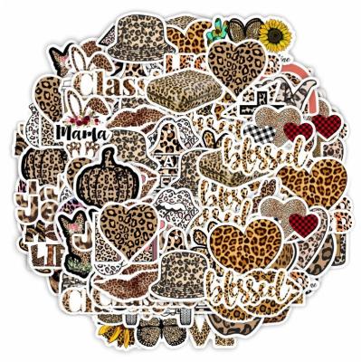 China Suitable For Surfaces 50 Pcs Factory Direct Sale Leopard Pattern Cartoon Soft Sticker For Cup Notebook Sticker for sale