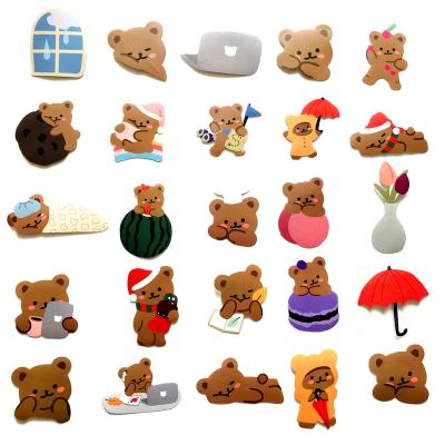 China Suitable for Manufacturer Wholesale Eco-Friendly Cute Kawaii Small Bear Smooth Surfaces 60Pcs/set Soft PVC Stickers for sale