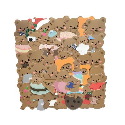 China Suitable for surfaces 50 Pcs Cartoon Bear Style Sticker Smooth Korean Helmet Cup Reusable Sticker for sale