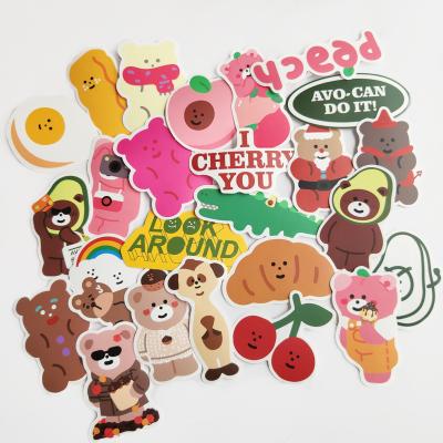 China Suitable for soft surfaces 100pcs back small PVC stickers cartoon bear label stickers for packaging transparent stickers on bottle laptop for sale