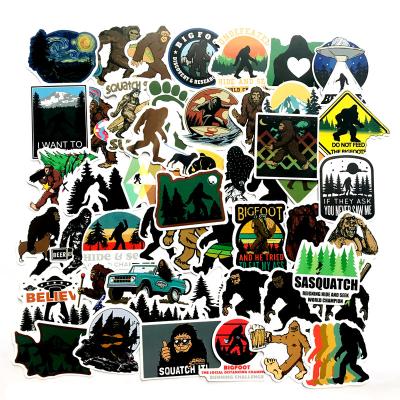 China Suitable for soft surfaces 50 Pcs/bag motorcycle outdoor suitcase sticker graffiti waterproof sasquatch PVC stickers for sale