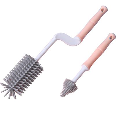 China Viable Baby Bottle Brush Silicone 360 ​​Degree Rotating Nipple Cleaning Brush for sale