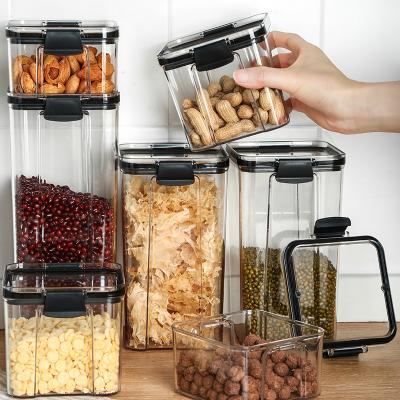 China Viable Plastic Coffee Dry Stash Cookie Bean Kitchen Storage Container Food Storage Container Transparent Airtight Jar for sale