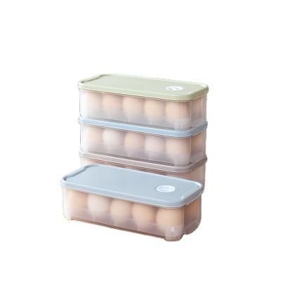 China Freshness Keeping Egg Trays Kitchen Fridge Egg Storage Box Food Storage Stackable Plastic Organizer for sale