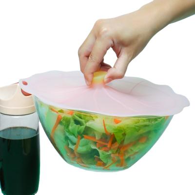 China Non Puddle Creative Lotus Leaf Silicone Cover Bowl Cup Sealed Lid Universal Kitchen Food To Keep Lid Fresh for sale