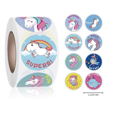 China Waterproof 1 Inch 8 Designs Animals Reward Adhesive Sticker Teacher Appreciation Stickers Labels For Kids for sale