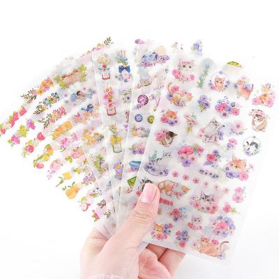 China Waterproof Custom Rose Flower Pattern Stickers Decal Die Cut Sticker Sheets For Decoration DIY Diary Album Planner Stickers for sale