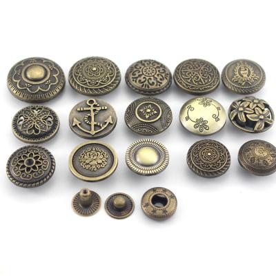 China Eco-Friendly 15mm Women Long Sleeve Down V Neck Fancy Round Shape Custom Aluminum Fastener Snap Button for sale