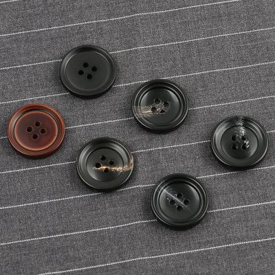 China Viable Popular 4 Hole Flatback Imitated Horn Resin Suit /coat Button for sale