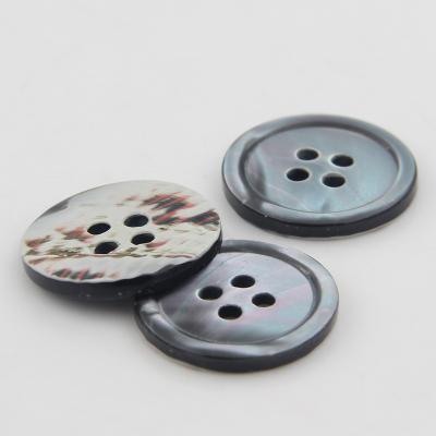 China 4 Holes Viable Natural BROOM Black Shell Buttons, Pearly Sea Shells Shirt Buttons for sale