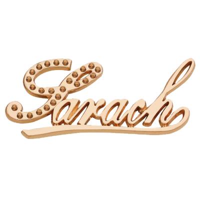 China Letters Set Logo Metal Plate, Custom Metal Logo Name Plate Gold Design Garment Hot Sale Bag Hardware Hardware Label For Handbags for sale