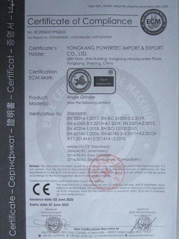 CE - Yongkang Powertec Import & Export Co., Ltd.