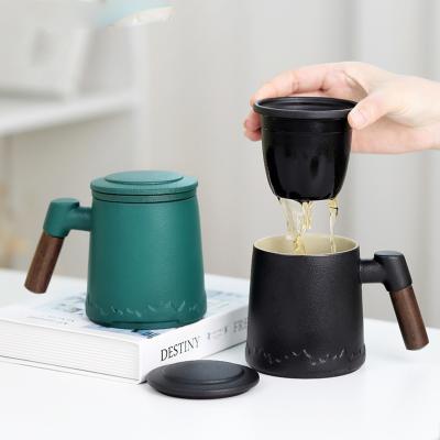 China PORTABLE Ceramic Tea Separation Tea Cup Office High Value Mug With Lid Business Gift Wholesale for sale